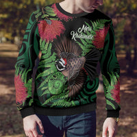 Meri Kirihimete New Zealand Ugly Christmas Sweater Piwakawaka Koru Fern Mix Pohutukawa - Polynesian Pride