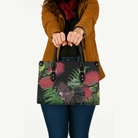 Meri Kirihimete New Zealand Leather Bag Piwakawaka Koru Fern Mix Pohutukawa - Polynesian Pride