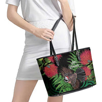 Meri Kirihimete New Zealand Leather Tote Bag Piwakawaka Koru Fern Mix Pohutukawa - Polynesian Pride