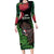 Meri Kirihimete New Zealand Long Sleeve Bodycon Dress Piwakawaka Koru Fern Mix Pohutukawa - Polynesian Pride