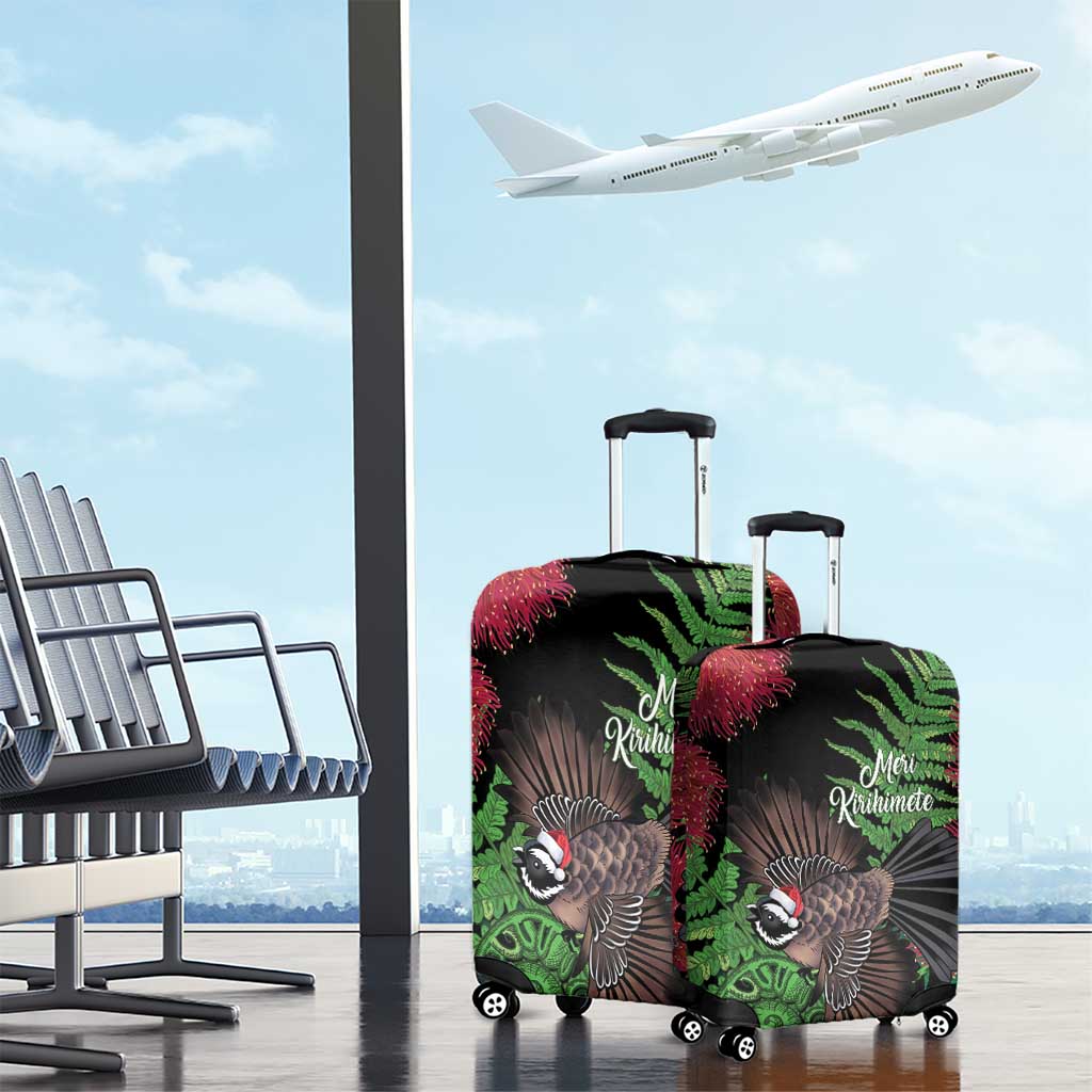 Meri Kirihimete New Zealand Luggage Cover Piwakawaka Koru Fern Mix Pohutukawa - Polynesian Pride