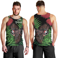 Meri Kirihimete New Zealand Men Tank Top Piwakawaka Koru Fern Mix Pohutukawa - Polynesian Pride