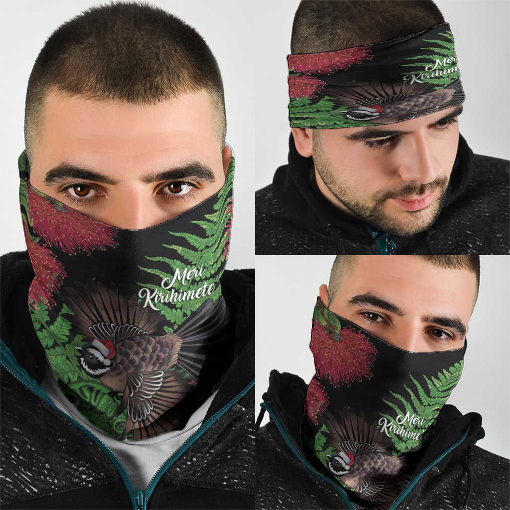 Meri Kirihimete New Zealand Neck Gaiter Piwakawaka Koru Fern Mix Pohutukawa - Polynesian Pride