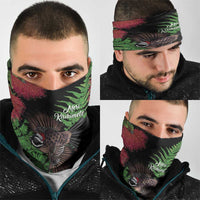 Meri Kirihimete New Zealand Neck Gaiter Piwakawaka Koru Fern Mix Pohutukawa - Polynesian Pride