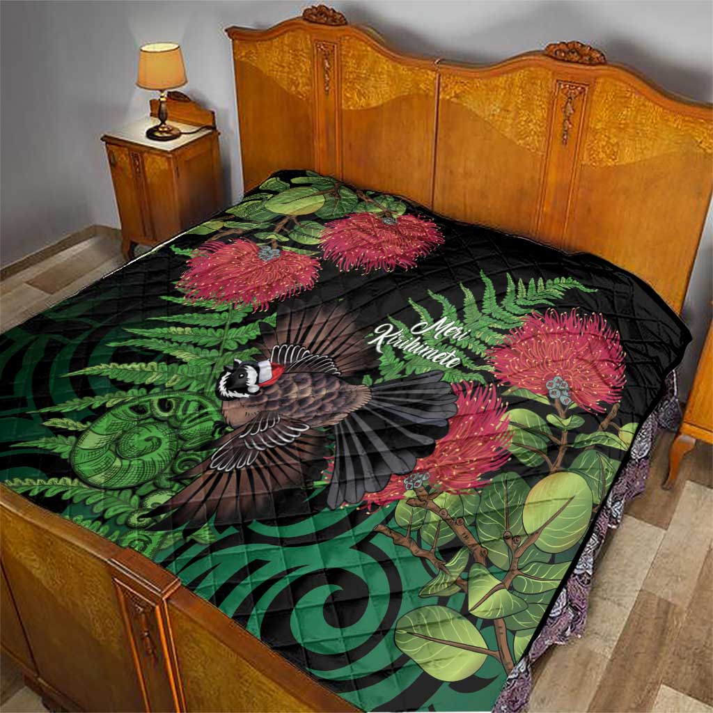Meri Kirihimete New Zealand Quilt Piwakawaka Koru Fern Mix Pohutukawa - Polynesian Pride