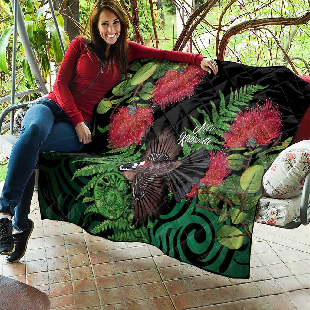 Meri Kirihimete New Zealand Quilt Piwakawaka Koru Fern Mix Pohutukawa - Polynesian Pride