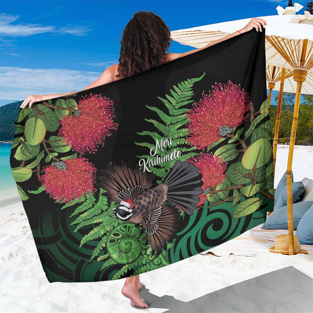 Meri Kirihimete New Zealand Sarong Piwakawaka Koru Fern Mix Pohutukawa - Polynesian Pride