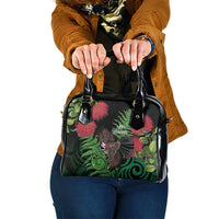 Meri Kirihimete New Zealand Shoulder Handbag Piwakawaka Koru Fern Mix Pohutukawa - Polynesian Pride