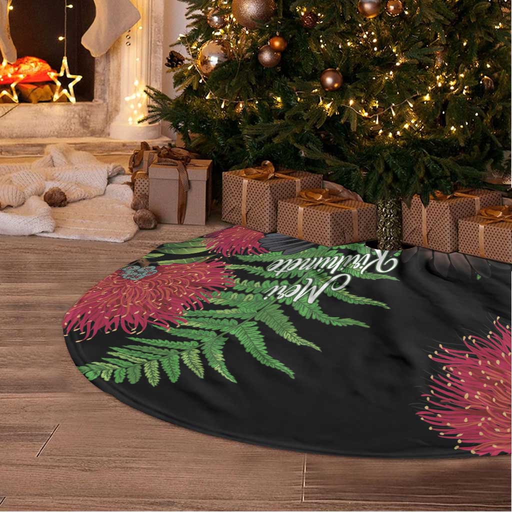 Meri Kirihimete New Zealand Tree Skirt Piwakawaka Koru Fern Mix Pohutukawa - Polynesian Pride