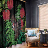 Meri Kirihimete New Zealand Window Curtain Piwakawaka Koru Fern Mix Pohutukawa - Polynesian Pride
