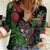 Meri Kirihimete New Zealand Women Casual Shirt Piwakawaka Koru Fern Mix Pohutukawa - Polynesian Pride