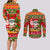Personalised Hawaii Surfing Santa Christmas Couples Matching Long Sleeve Bodycon Dress and Long Sleeve Button Shirt Tropical Pineapple Mele Kalikimaka Quilt Pattern LT14 - Polynesian Pride