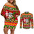 Personalised Hawaii Surfing Santa Christmas Couples Matching Off Shoulder Short Dress and Long Sleeve Button Shirt Tropical Pineapple Mele Kalikimaka Quilt Pattern LT14 Red - Polynesian Pride