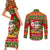 Personalised Hawaii Surfing Santa Christmas Couples Matching Short Sleeve Bodycon Dress and Long Sleeve Button Shirt Tropical Pineapple Mele Kalikimaka Quilt Pattern LT14 - Polynesian Pride