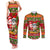 Personalised Hawaii Surfing Santa Christmas Couples Matching Tank Maxi Dress and Long Sleeve Button Shirt Tropical Pineapple Mele Kalikimaka Quilt Pattern LT14 Red - Polynesian Pride