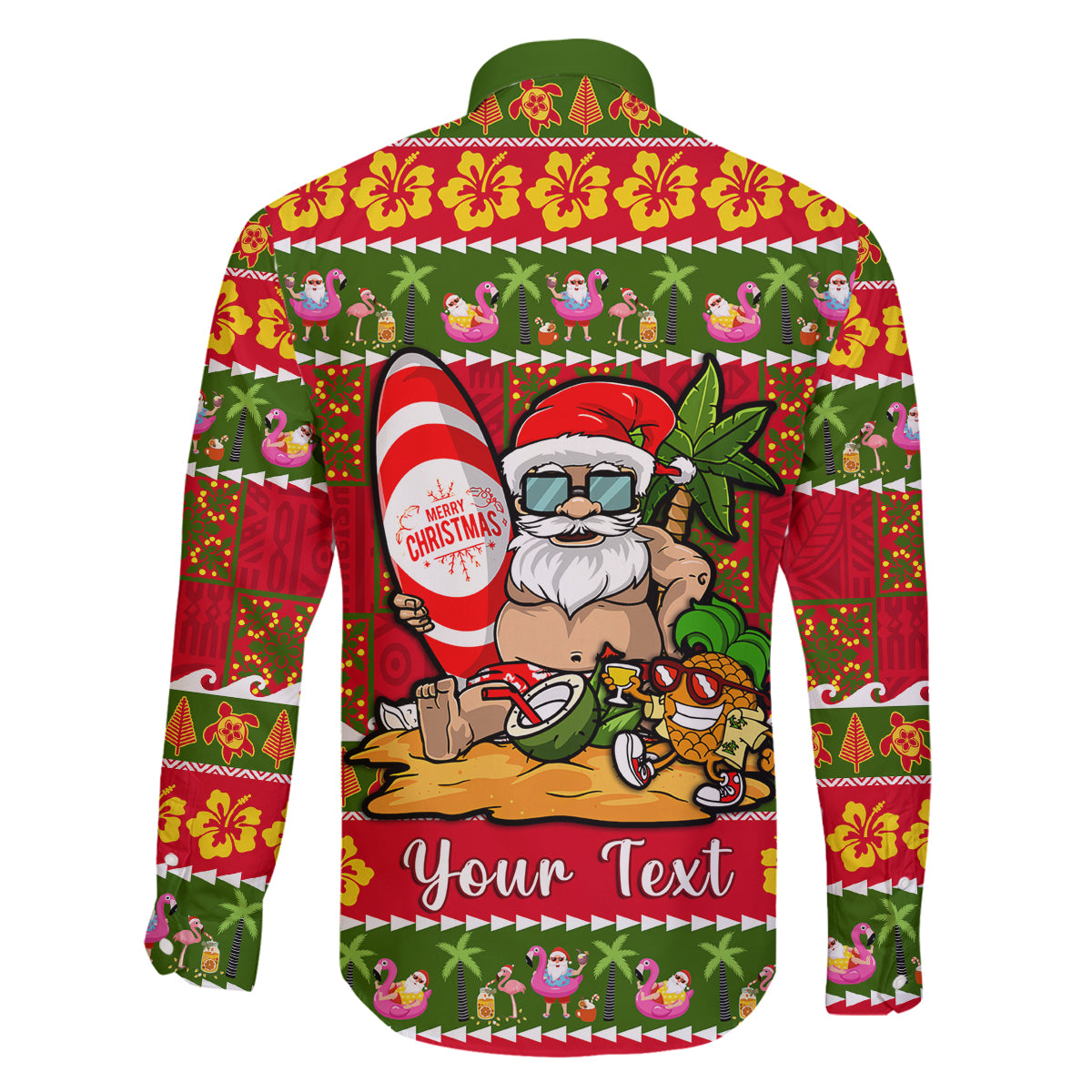 Personalised Hawaii Surfing Santa Christmas Family Matching Tank Maxi Dress and Hawaiian Shirt Tropical Pineapple Mele Kalikimaka Quilt Pattern LT14 - Polynesian Pride