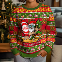 Personalised Hawaii Surfing Santa Christmas Kid Ugly Christmas Sweater Tropical Pineapple Mele Kalikimaka Quilt Pattern LT14 - Polynesian Pride