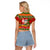 Personalised Hawaii Surfing Santa Christmas Raglan Cropped T Shirt Tropical Pineapple Mele Kalikimaka Quilt Pattern LT14 - Polynesian Pride