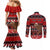 Personalised New Zealand Christmas Couples Matching Mermaid Dress and Long Sleeve Button Shirt Aotearoa Kiwi Meri Kirihimete Red Version LT14 - Polynesian Pride