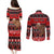 Personalised New Zealand Christmas Couples Matching Puletasi Dress and Long Sleeve Button Shirt Aotearoa Kiwi Meri Kirihimete Red Version LT14 - Polynesian Pride