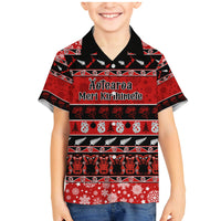 Personalised New Zealand Christmas Family Matching Mermaid Dress and Hawaiian Shirt Aotearoa Kiwi Meri Kirihimete Red Version LT14 Son's Shirt Red - Polynesian Pride