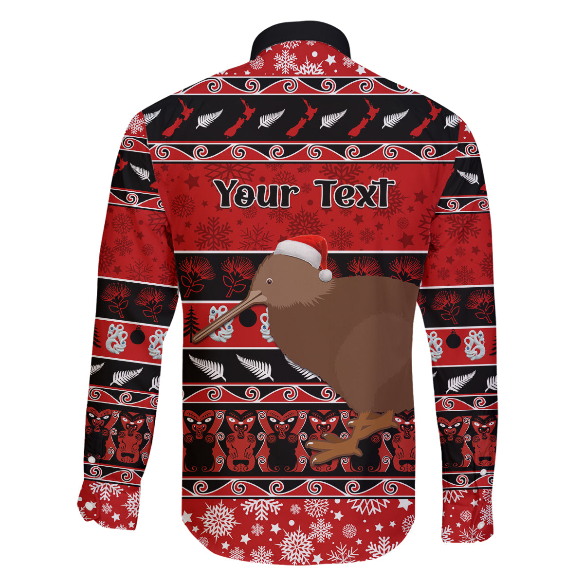 Personalised New Zealand Christmas Family Matching Off Shoulder Short Dress and Hawaiian Shirt Aotearoa Kiwi Meri Kirihimete Red Version LT14 - Polynesian Pride