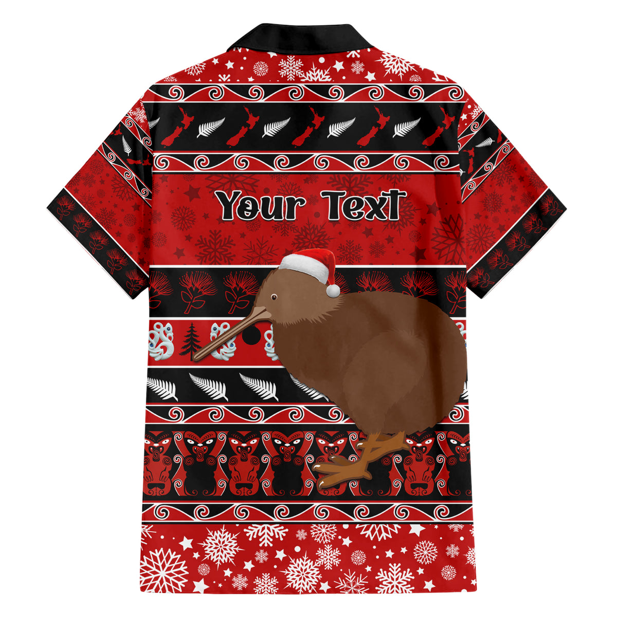Personalised New Zealand Christmas Hawaiian Shirt Aotearoa Kiwi Meri Kirihimete Red Version LT14 - Polynesian Pride