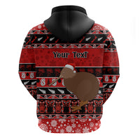 Personalised New Zealand Christmas Hoodie Aotearoa Kiwi Meri Kirihimete Red Version LT14 - Polynesian Pride