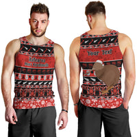Personalised New Zealand Christmas Men Tank Top Aotearoa Kiwi Meri Kirihimete Red Version LT14 - Polynesian Pride
