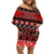 Personalised New Zealand Christmas Off Shoulder Short Dress Aotearoa Kiwi Meri Kirihimete Red Version LT14 Women Red - Polynesian Pride