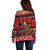 Personalised New Zealand Christmas Off Shoulder Sweater Aotearoa Kiwi Meri Kirihimete Red Version LT14 - Polynesian Pride