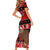 Personalised New Zealand Christmas Short Sleeve Bodycon Dress Aotearoa Kiwi Meri Kirihimete Red Version LT14 - Polynesian Pride