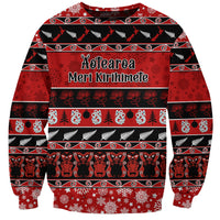 Personalised New Zealand Christmas Sweatshirt Aotearoa Kiwi Meri Kirihimete Red Version LT14 Unisex Red - Polynesian Pride
