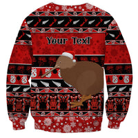 Personalised New Zealand Christmas Sweatshirt Aotearoa Kiwi Meri Kirihimete Red Version LT14 - Polynesian Pride