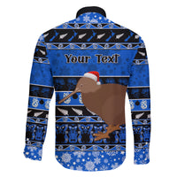 Personalised New Zealand Christmas Family Matching Off Shoulder Maxi Dress and Hawaiian Shirt Aotearoa Kiwi Meri Kirihimete Blue Version LT14 - Polynesian Pride