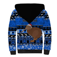 Personalised New Zealand Christmas Sherpa Hoodie Aotearoa Kiwi Meri Kirihimete Blue Version LT14 - Polynesian Pride