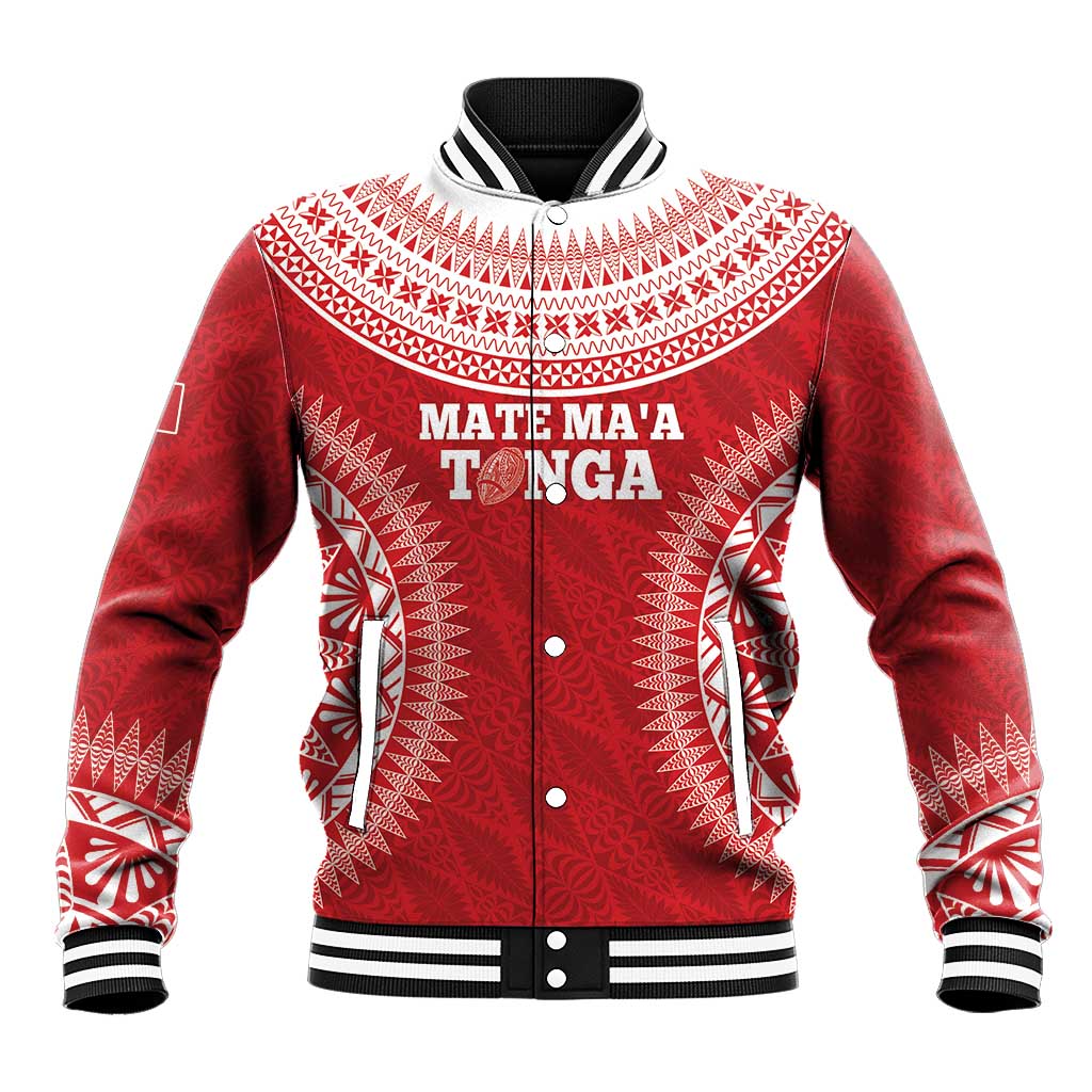 Custom Tonga Mate Maa Baseball Jacket Go Champions Tongan Ngatu - Red