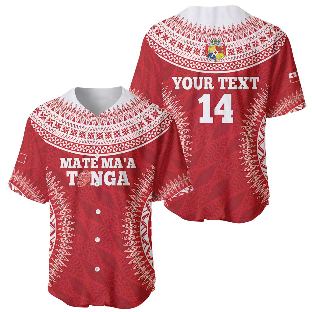 Custom Tonga Mate Maa Baseball Jersey Go Champions Tongan Ngatu - Red LT14 - Polynesian Pride