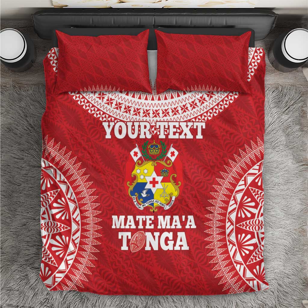 Custom Tonga Mate Maa Bedding Set Go Champions Tongan Ngatu - Red LT14 Red - Polynesian Pride