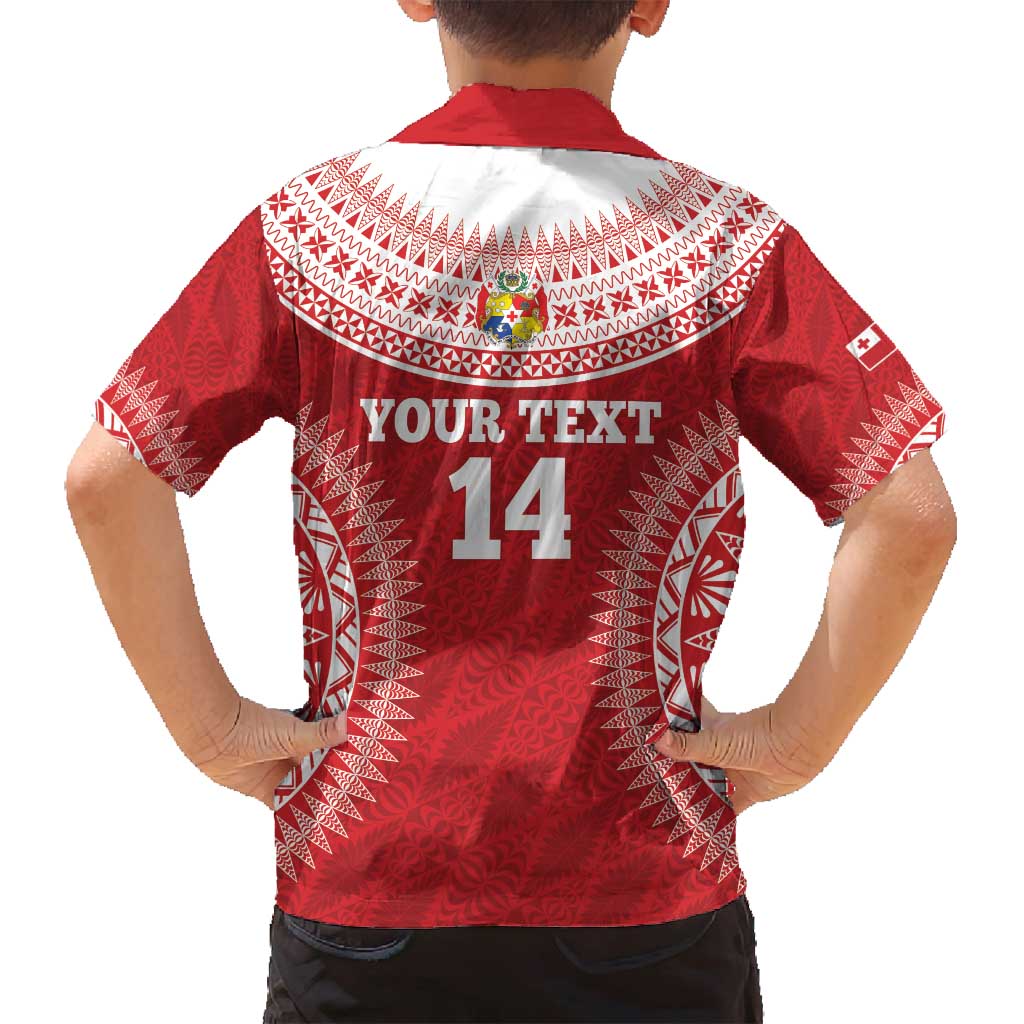 Custom Tonga Mate Maa Family Matching Long Sleeve Bodycon Dress and Hawaiian Shirt Go Champions Tongan Ngatu - Red LT14 - Polynesian Pride