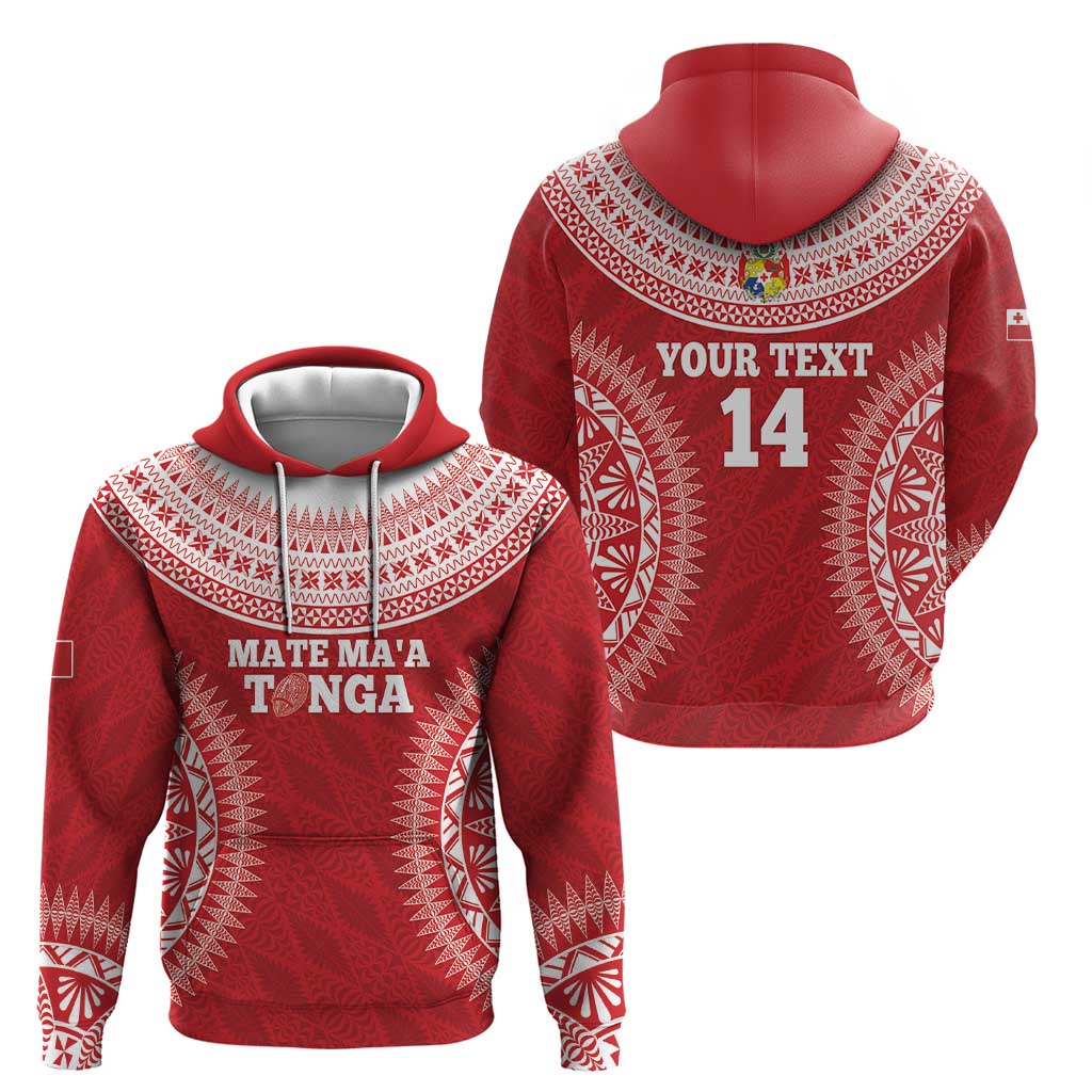 Custom Tonga Mate Maa Hoodie Go Champions Tongan Ngatu - Red