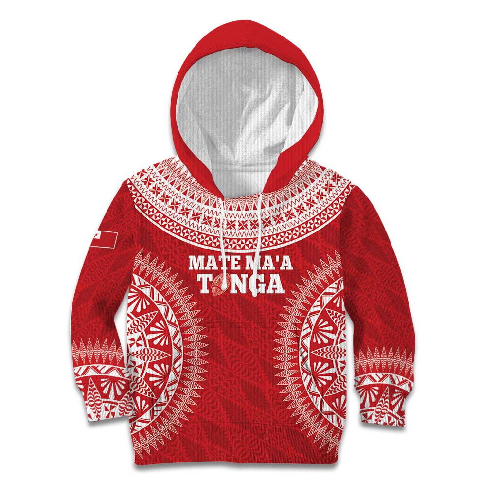 Custom Tonga Mate Maa Kid Hoodie Go Champions Tongan Ngatu - Red LT14 Hoodie Red - Polynesian Pride