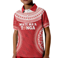 Custom Tonga Mate Maa Kid Polo Shirt Go Champions Tongan Ngatu - Red