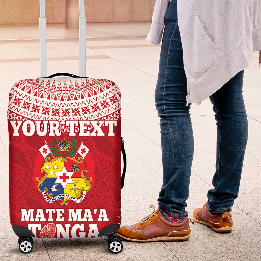 Custom Tonga Mate Maa Luggage Cover Go Champions Tongan Ngatu - Red LT14 Red - Polynesian Pride