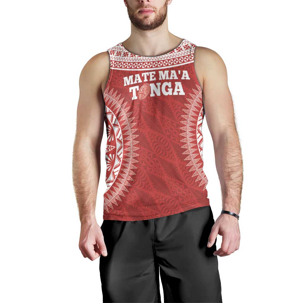 Custom Tonga Mate Maa Men Tank Top Go Champions Tongan Ngatu - Red