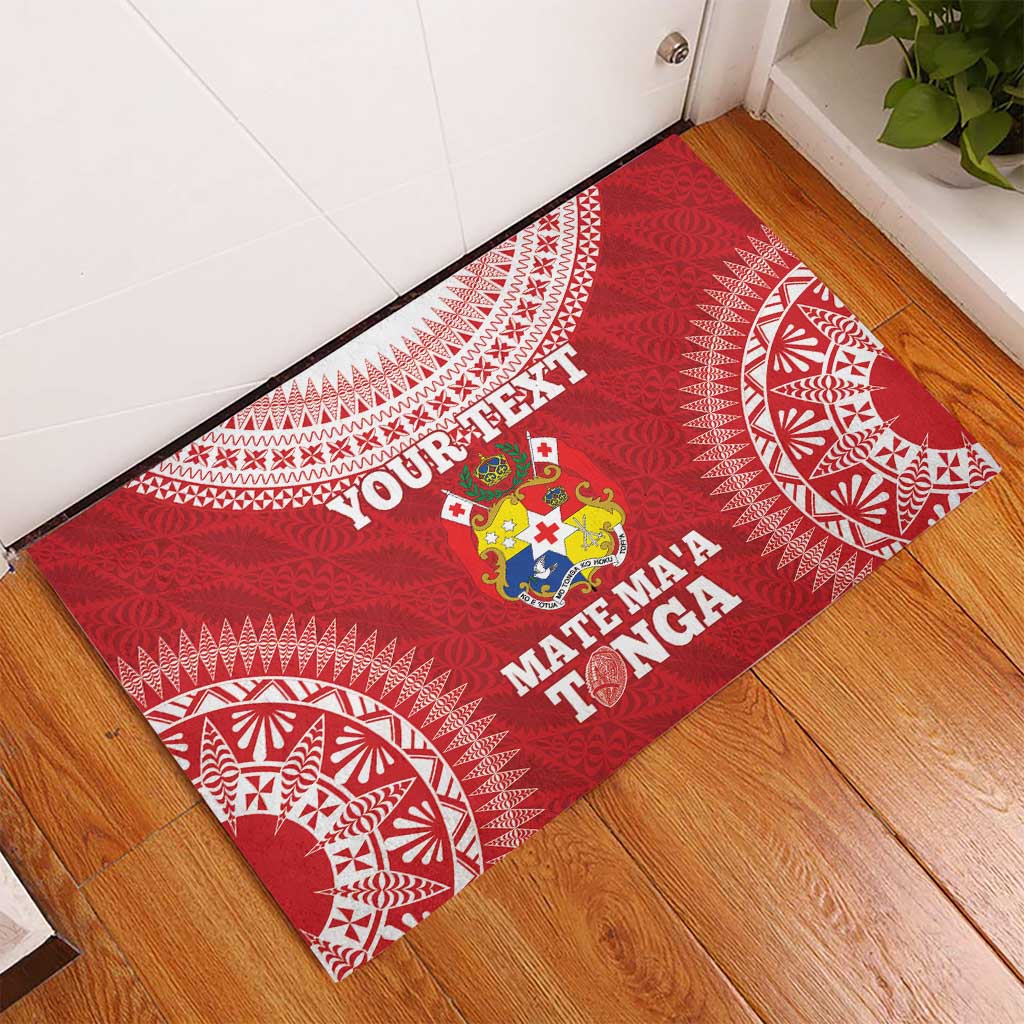 Custom Tonga Mate Maa Rubber Doormat Go Champions Tongan Ngatu - Red