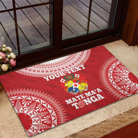 Custom Tonga Mate Maa Rubber Doormat Go Champions Tongan Ngatu - Red