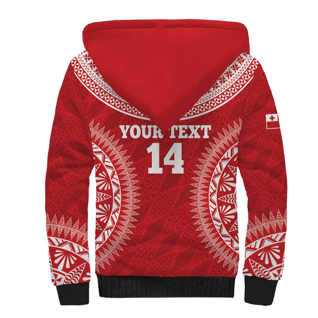Custom Tonga Mate Maa Sherpa Hoodie Go Champions Tongan Ngatu - Red