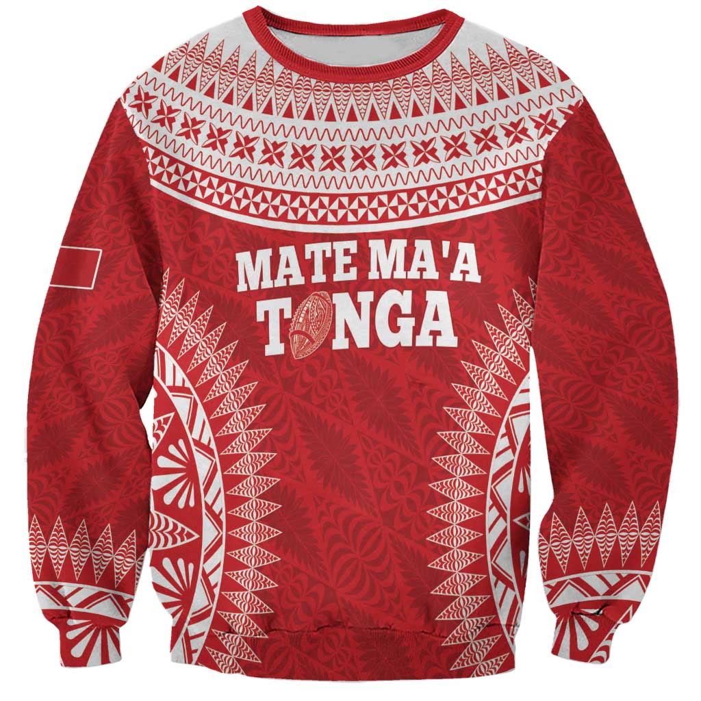 Custom Tonga Mate Maa Sweatshirt Go Champions Tongan Ngatu - Red