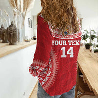 Custom Tonga Mate Maa Women Casual Shirt Go Champions Tongan Ngatu - Red